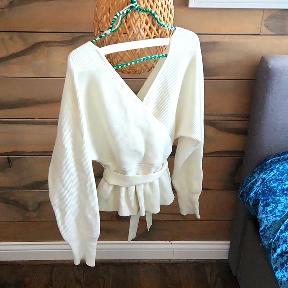 Creamy Faux-Wrap Sweater - Picture 2 of 3